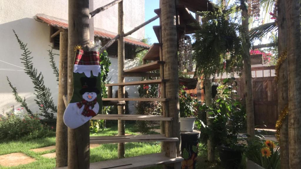 Zona interior del jardín con luz cálida y vegetación tropical